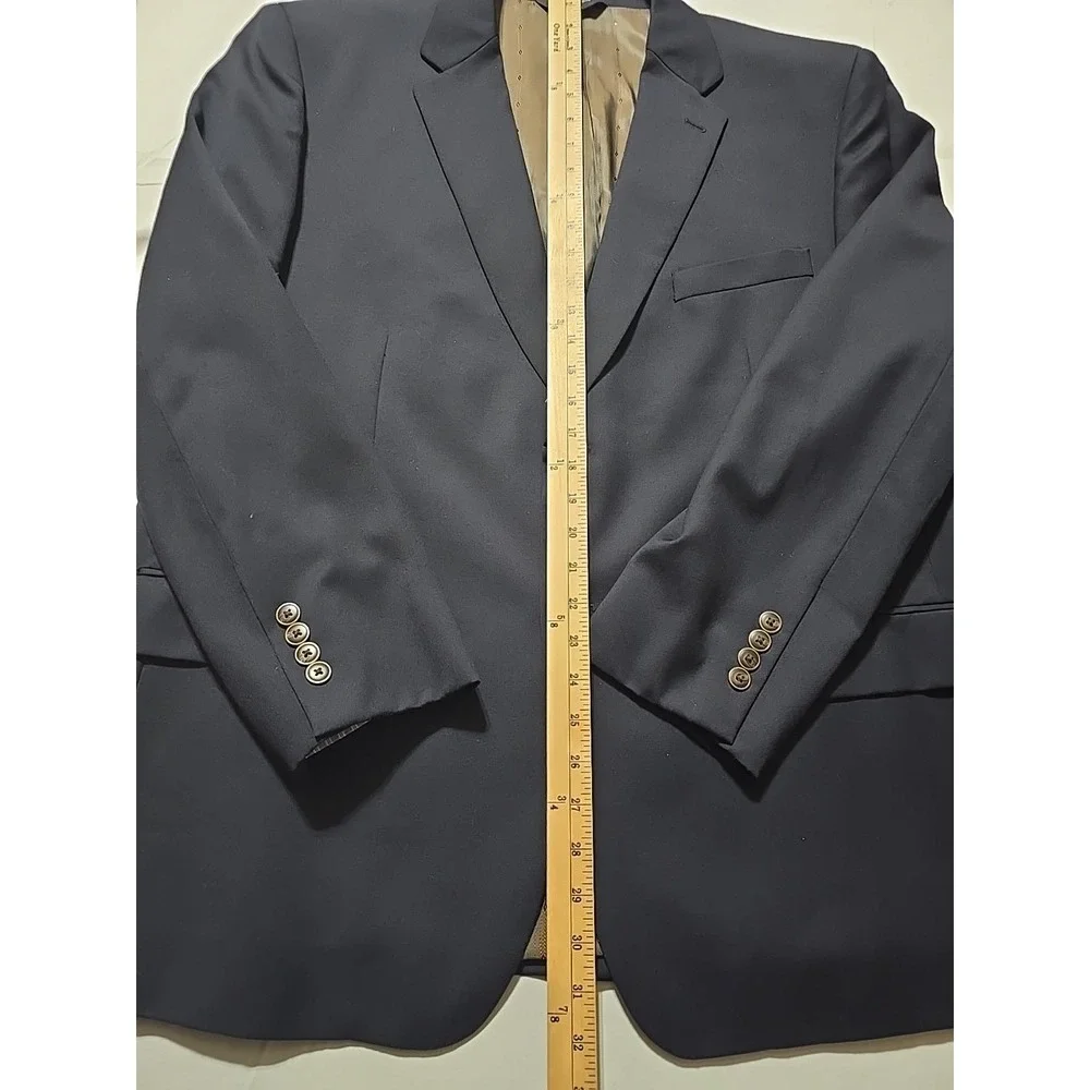 Joseph Feiss Gold Men Sport Coat 46S Dark Blue Wool Blazer Jacket Casual Classic